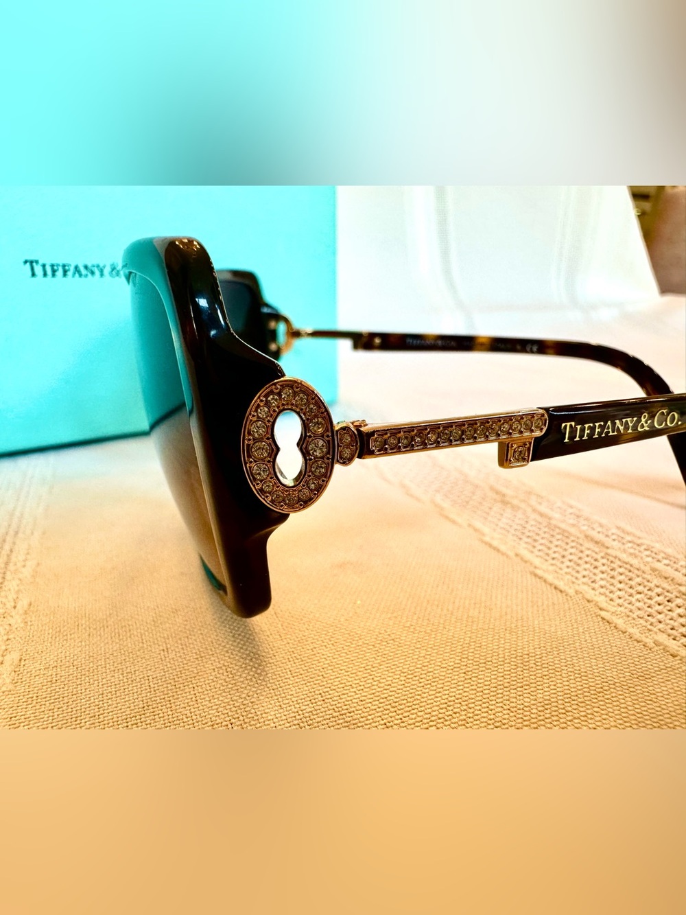 Tiffany & Co. Tortoise Shell Frame Gradient Brown Lenses w Crystals TF-4043-B - Picture 8 of 10